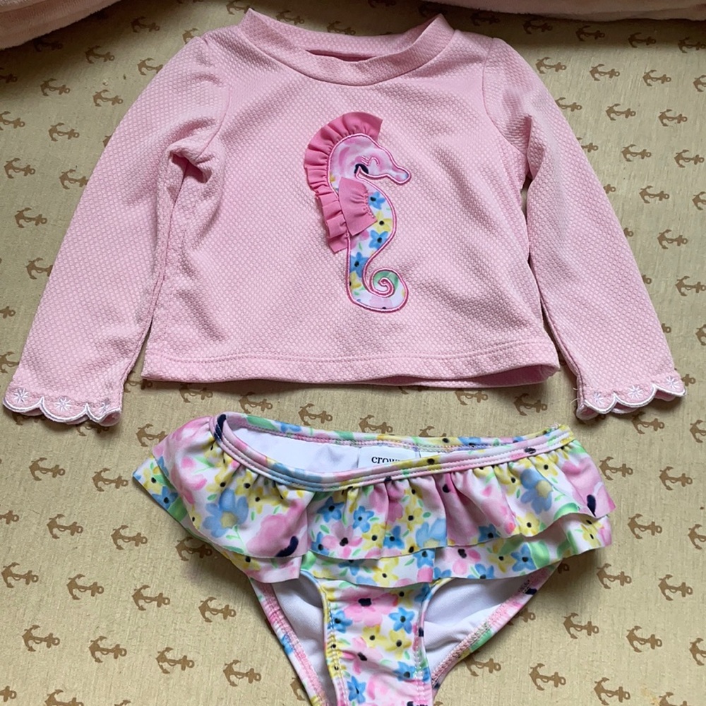Toddler rash guard and swim bottoms